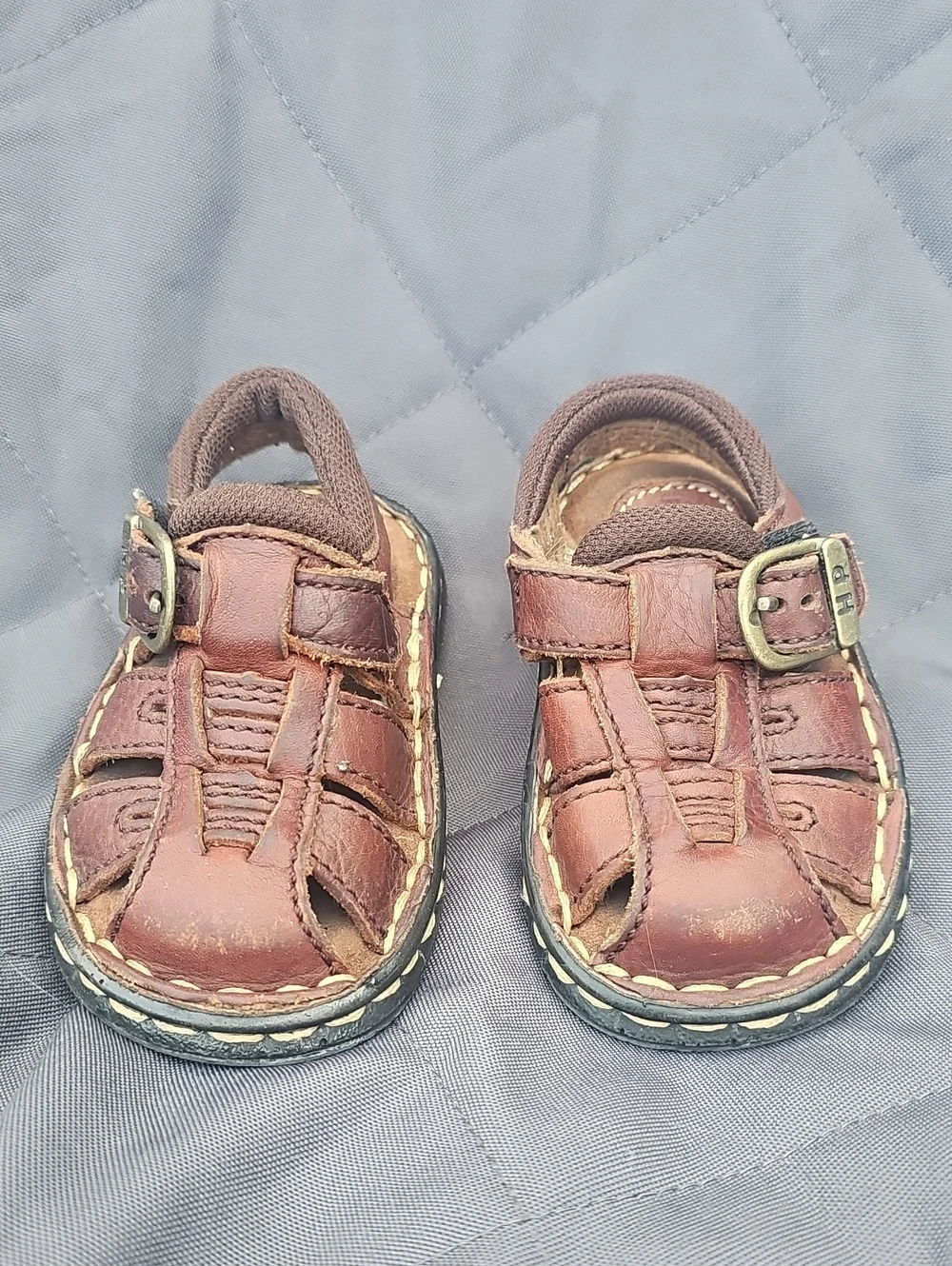 Hush Puppies Brown Leather Baby Walker Sandals Y18